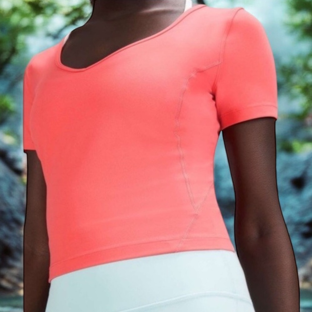Lululemon Align Cropped T-Shirt Orange Sz 10 No‎ Size Tag